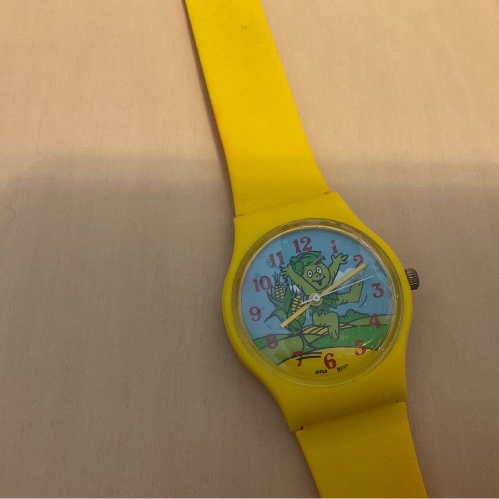 Vintage Jolly Green Giant Little Sprout Yellow Watch AS IS